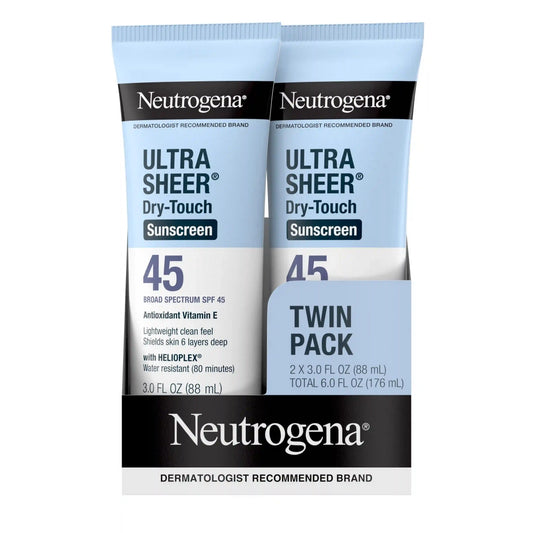 Neutrogena® Ultra Sheer® Dry-Touch SPF 45 Sunscreen Lotion, Twin Pack, Two 3 fl. oz